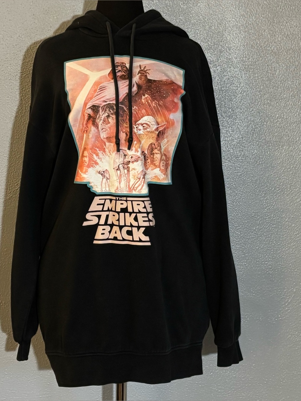 Star Wars The Empire Strikes Back Black Graphic Long Hoodie Womens Size XS